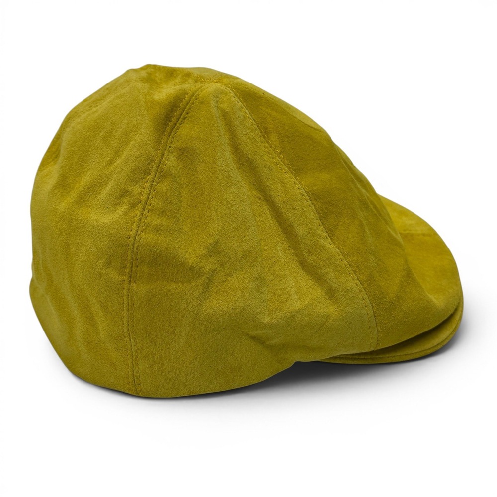 Goorin Bros Mens Mustard Yellow Genuine Suede Flat Cap Ivy Driving Hat Large USA - Picture 9 of 9